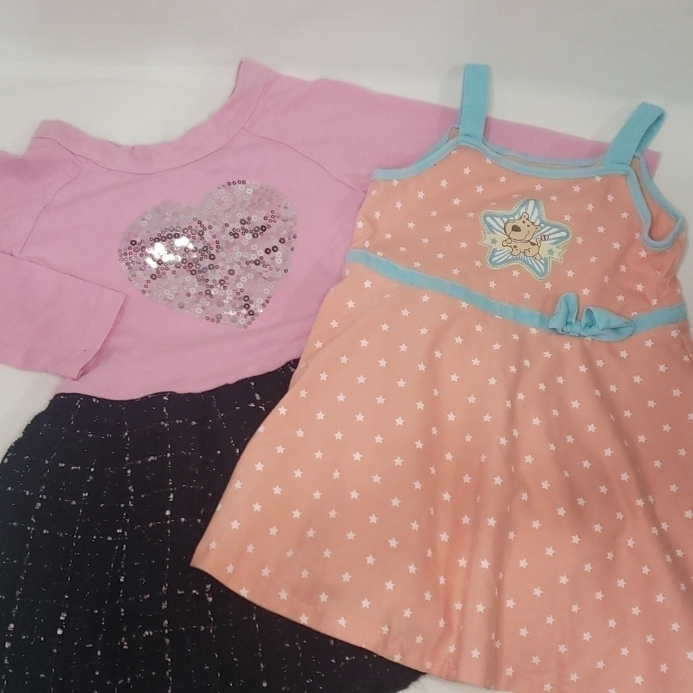 5/$30 ZENZIE Sequin Heart Tweed Skirt Dress + Scooby-Doo Dress